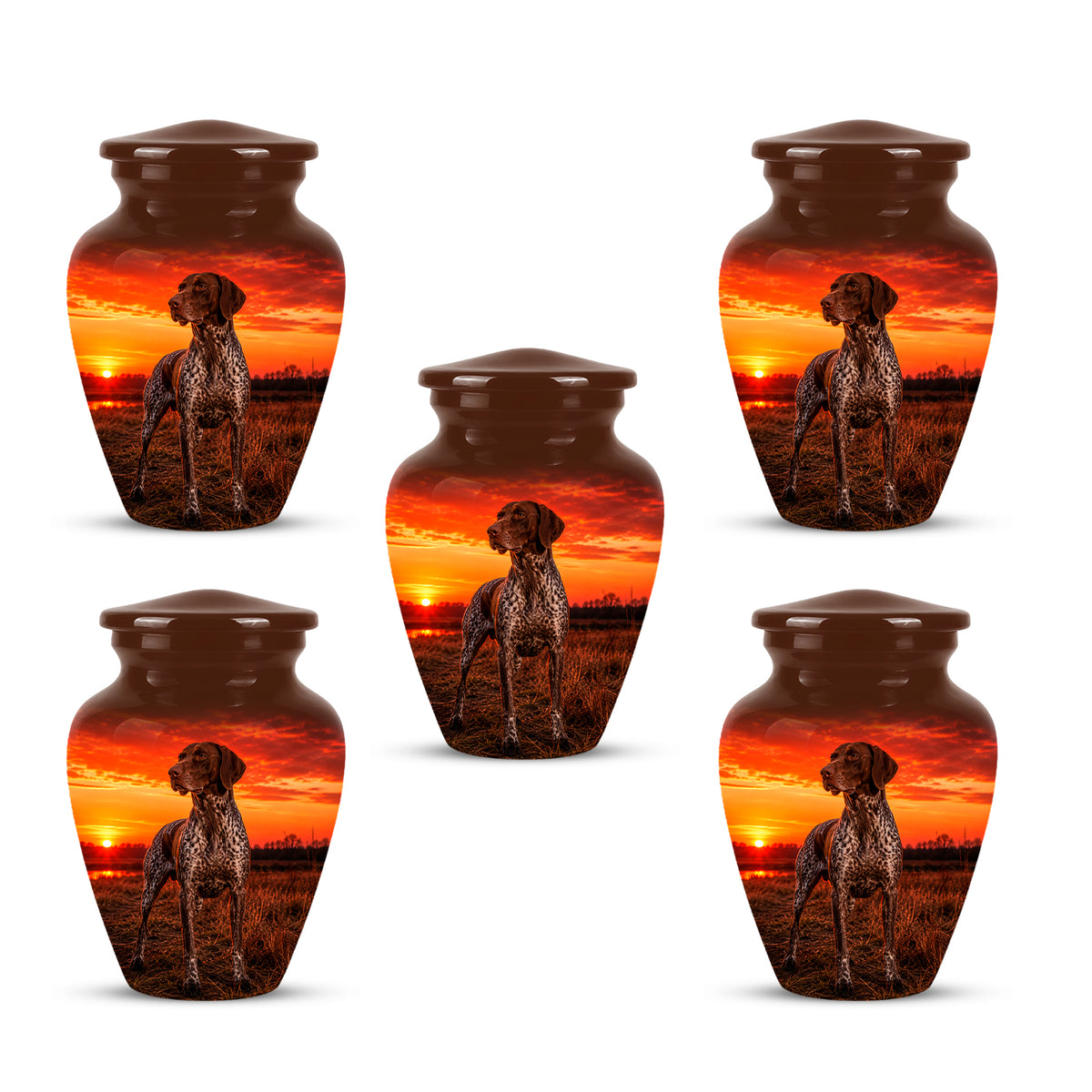 German Shorthaired Pointer Dog Cremation Urn - Sunset Pet Aluminum Urn
