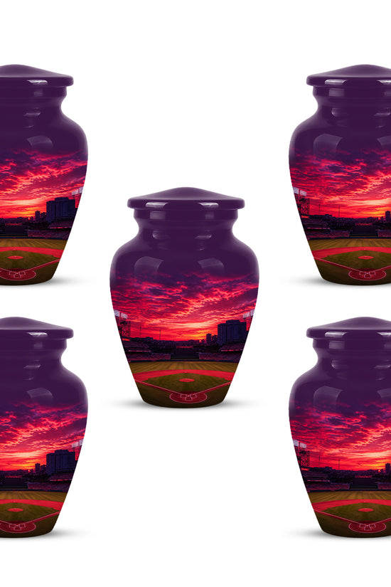 Sunset Baseball Ground Funeral Urn - Custom Burial Urns For Athletes Ashes