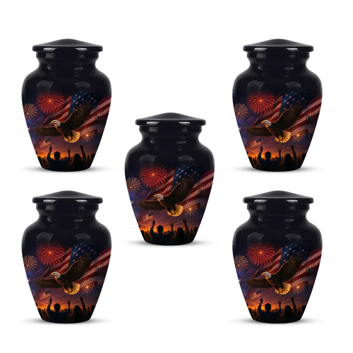 American Flag With Eagle Cremation Urn - Custom Patriotic Urns For Ashes