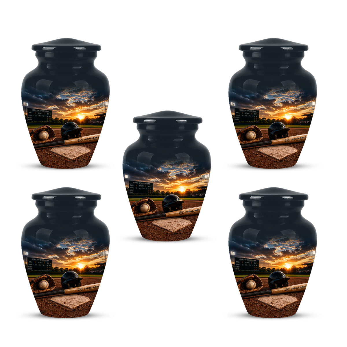 Personalized Baseball Bat & Accessories Urn - Sunset Funeral Urns For Ashes