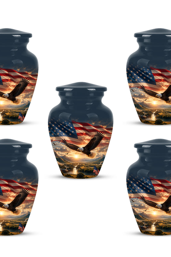 Personalized Flying Eagle Memorial Urn - Patriotic Aluminum Urns For Veterans
