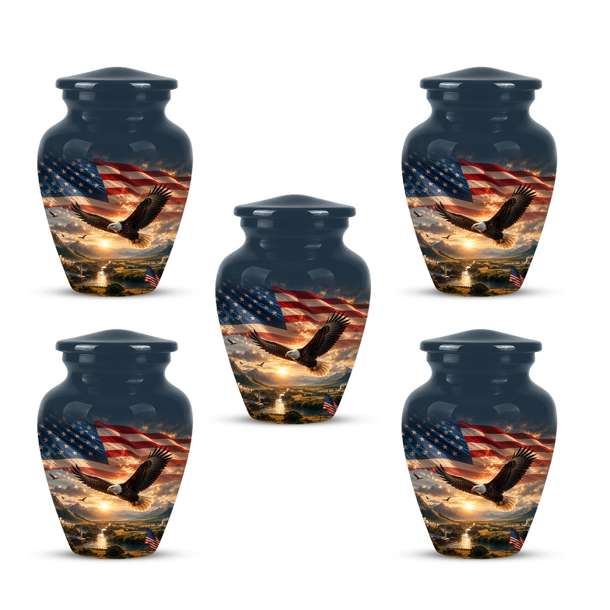 Personalized Flying Eagle Memorial Urn - Patriotic Aluminum Urns For Veterans