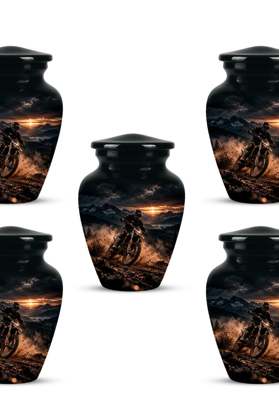 Personalized Dirt Biker Cremation Urn - Custom Aluminum Memorial Ashes Container