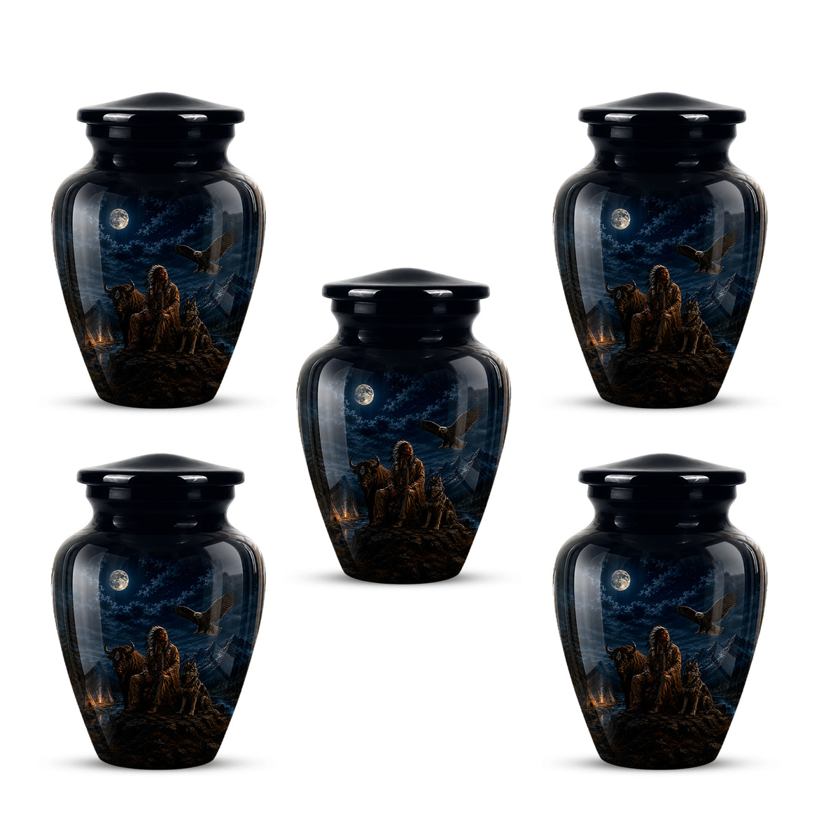 Personalized Native American Urn For Ashes With Tribal Memorial Artwork