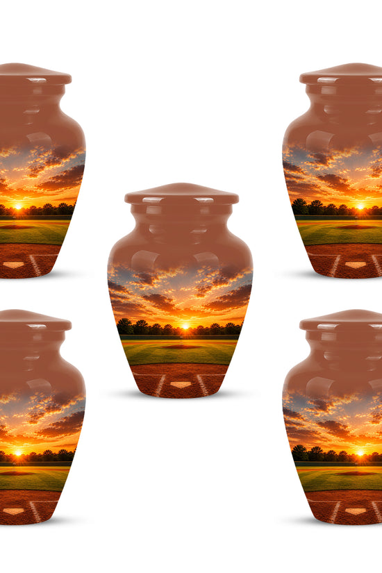 Beautiful Sunset Baseball Ground Scenic Urn - Custom Aluminum Urn For Athletes