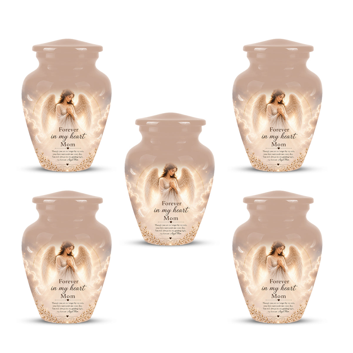 Majestic Angel Mom With Wings Urn - Personalized Quotes Cremation Urn For Ashes