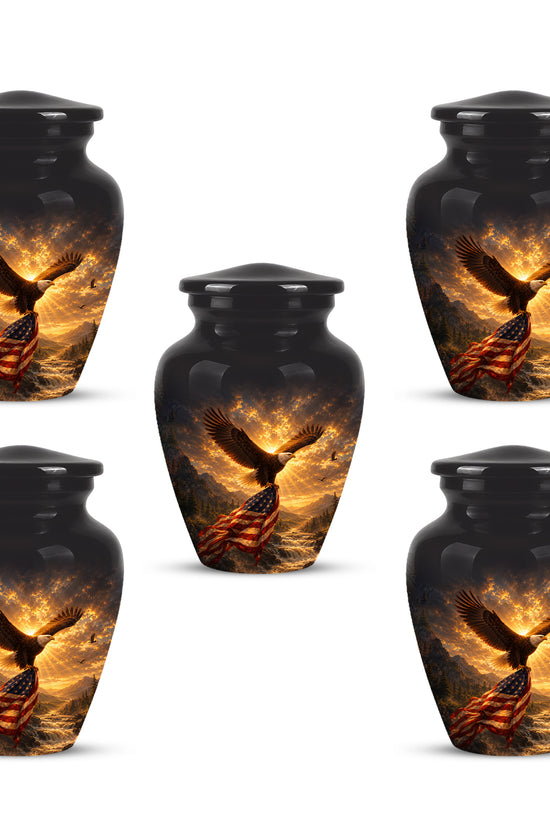 Honor & Freedom Eagle Cremation Urn - Aluminum Tribute Memorial Urns For Ashes