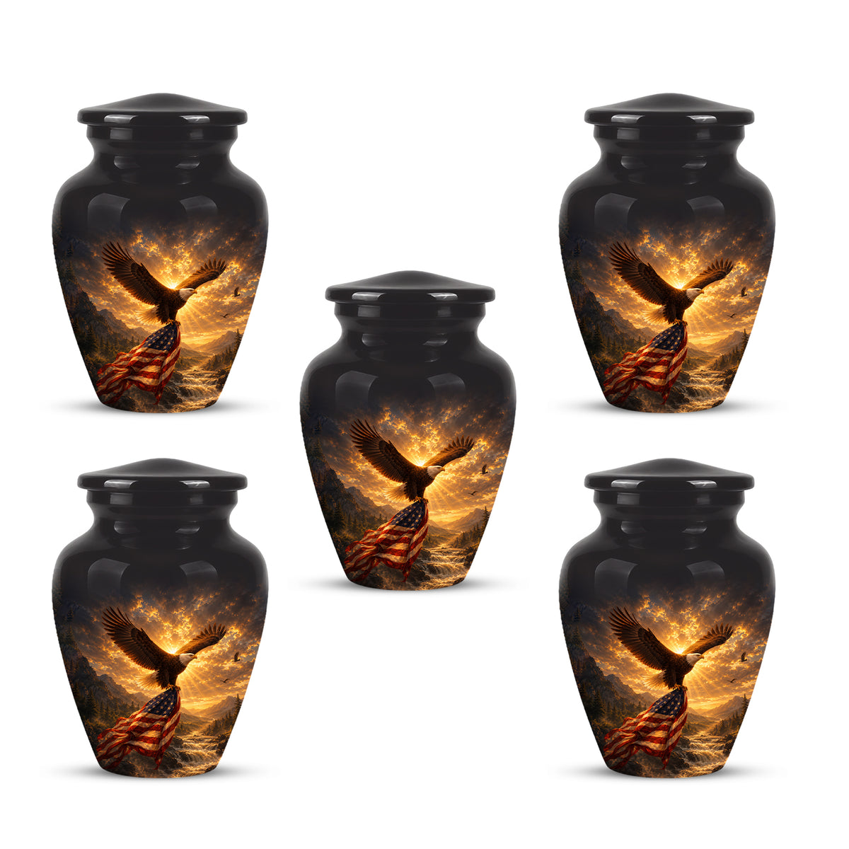 Honor & Freedom Eagle Cremation Urn - Aluminum Tribute Memorial Urns For Ashes