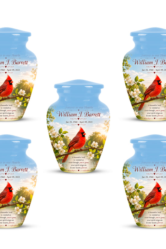 Red Cardinal Bird Urn For Mother - Cremation Urn For Adult Women Ashes