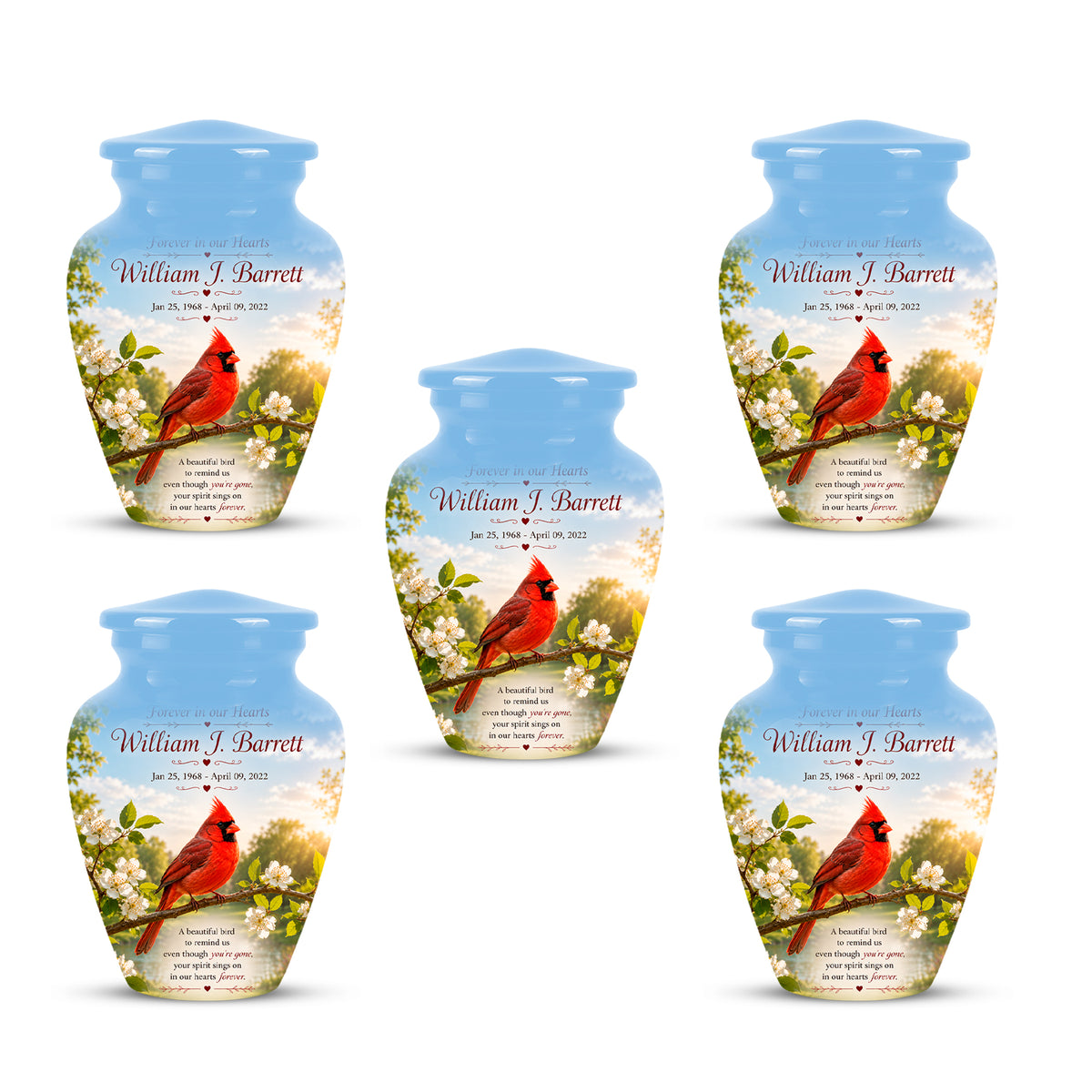 Red Cardinal Bird Urn For Mother - Cremation Urn For Adult Women Ashes