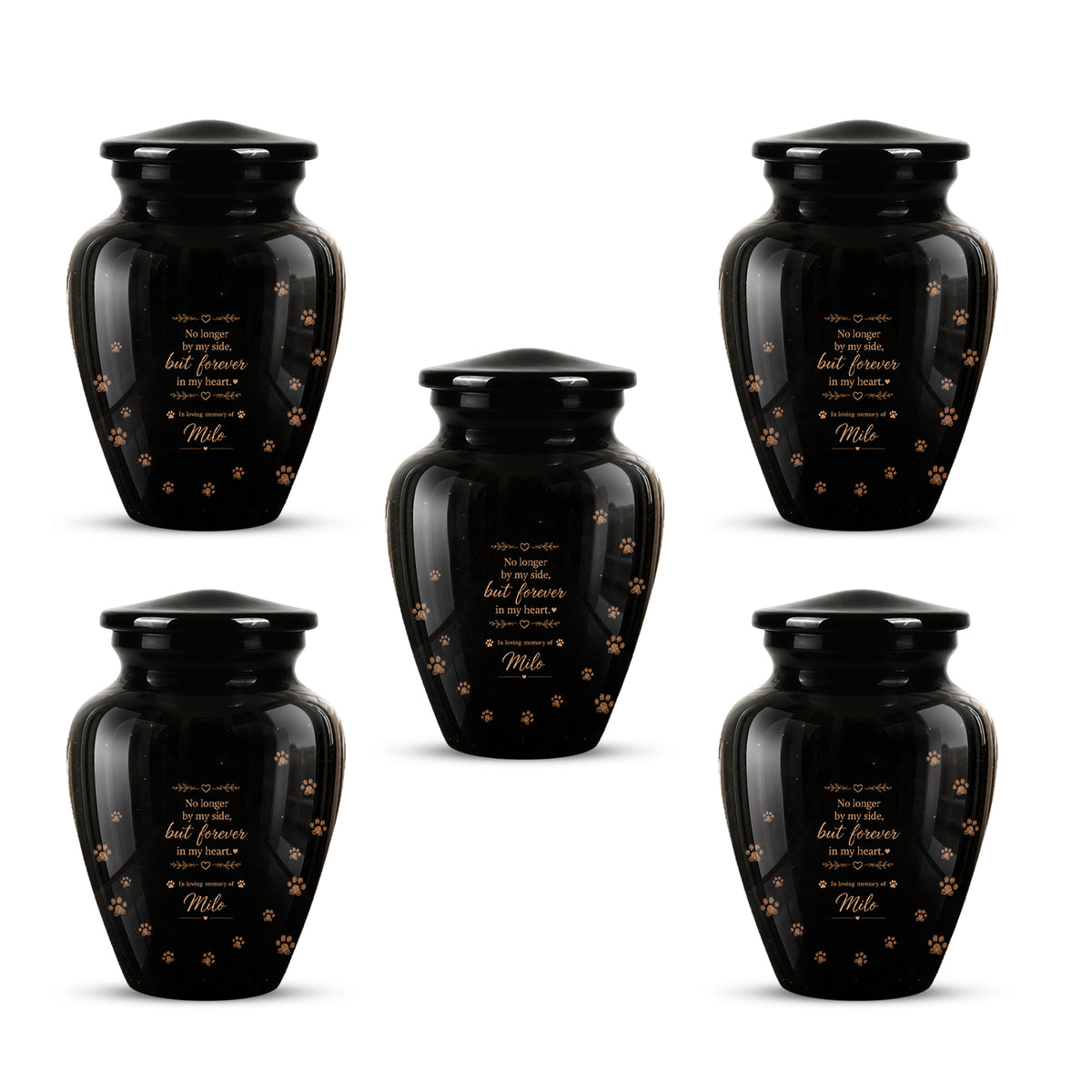 Personalized Black Cat Memorial Urn – Engraved Quote & Paw Prints For Ashes