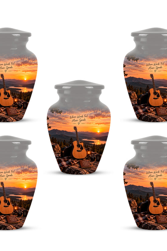 Guitar Quotes Cremation Urn For Ashes - Sunset Landscape Ashes Container