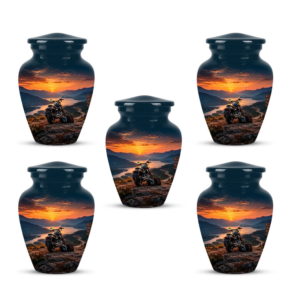Custom Roadster Biker Cremation Urns - Sunset Mountain Urns For Motorcycle Enthusiasts