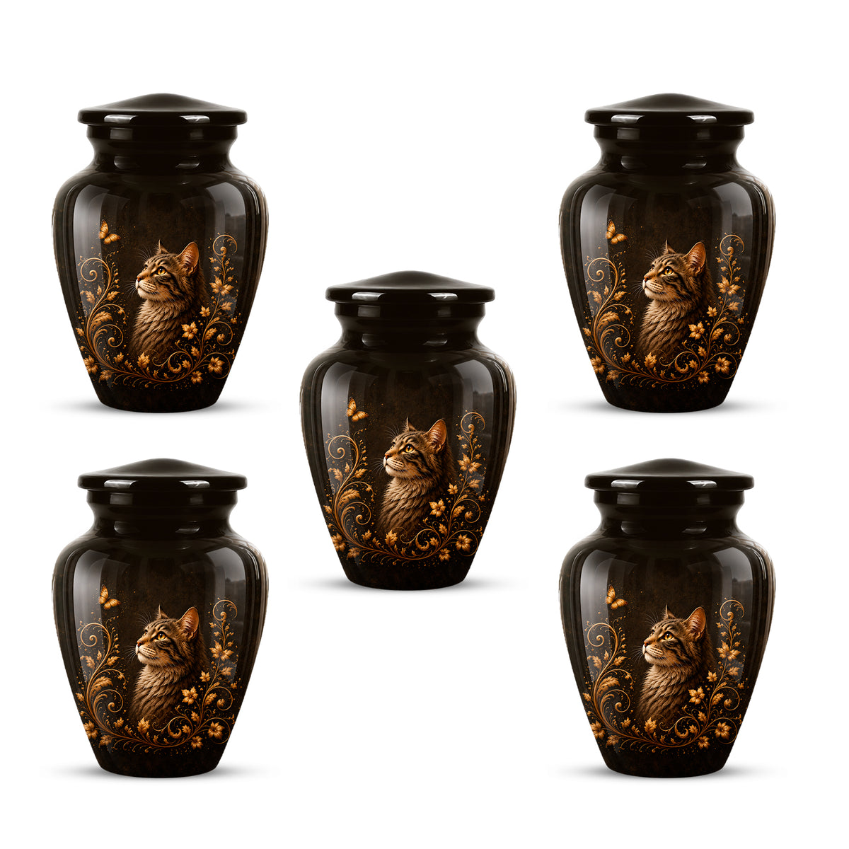 Custom Floral Cat Urn – Elegant Memorial Urn for a Cherished Pet Ashes