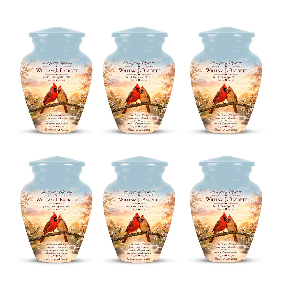 Cardinal Bird Pair Themed Cremation Urn - Bird Memorial Urn For Lovers