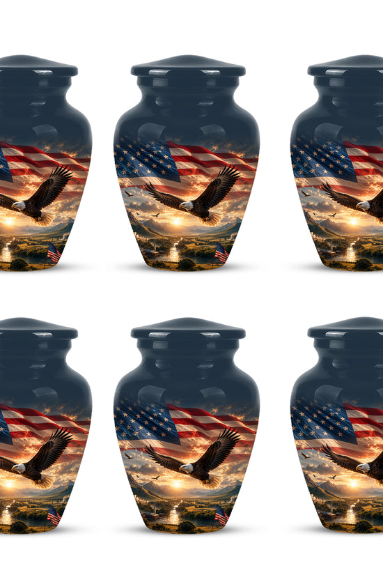 Personalized Flying Eagle Memorial Urn - Patriotic Aluminum Urns For Veterans