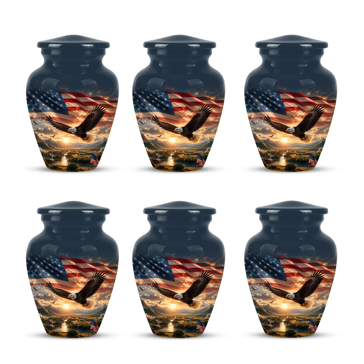 Personalized Flying Eagle Memorial Urn - Patriotic Aluminum Urns For Veterans
