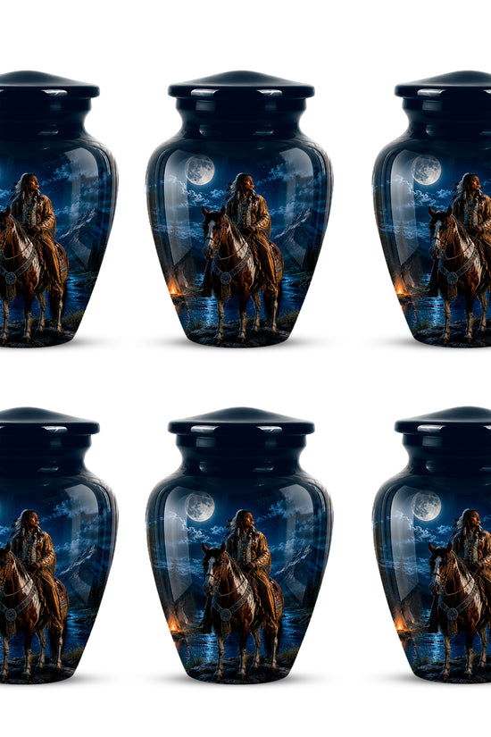 Native American Horse Urn for Adult Ashes – 10" Blue Forest Urns For Ashes