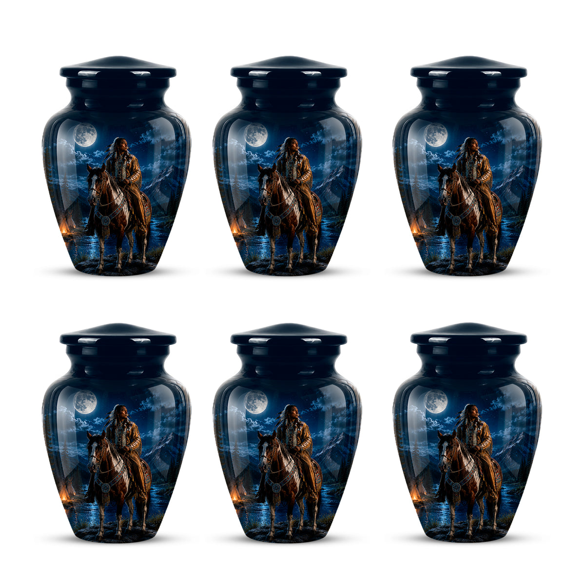 Native American Horse Urn for Adult Ashes – 10" Blue Forest Urns For Ashes