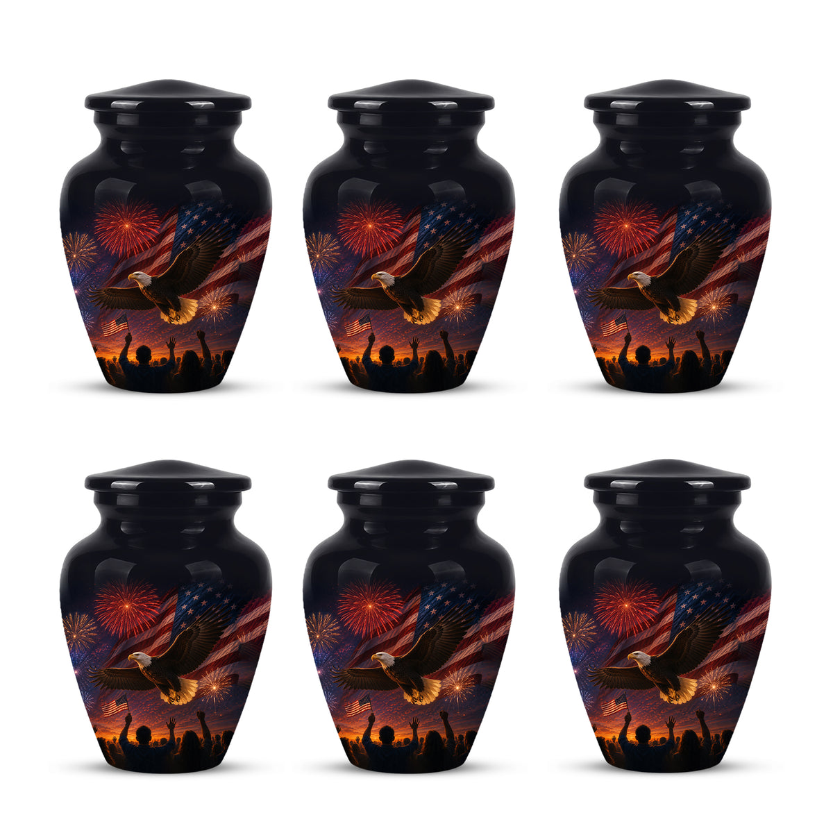 American Flag With Eagle Cremation Urn - Custom Patriotic Urns For Ashes