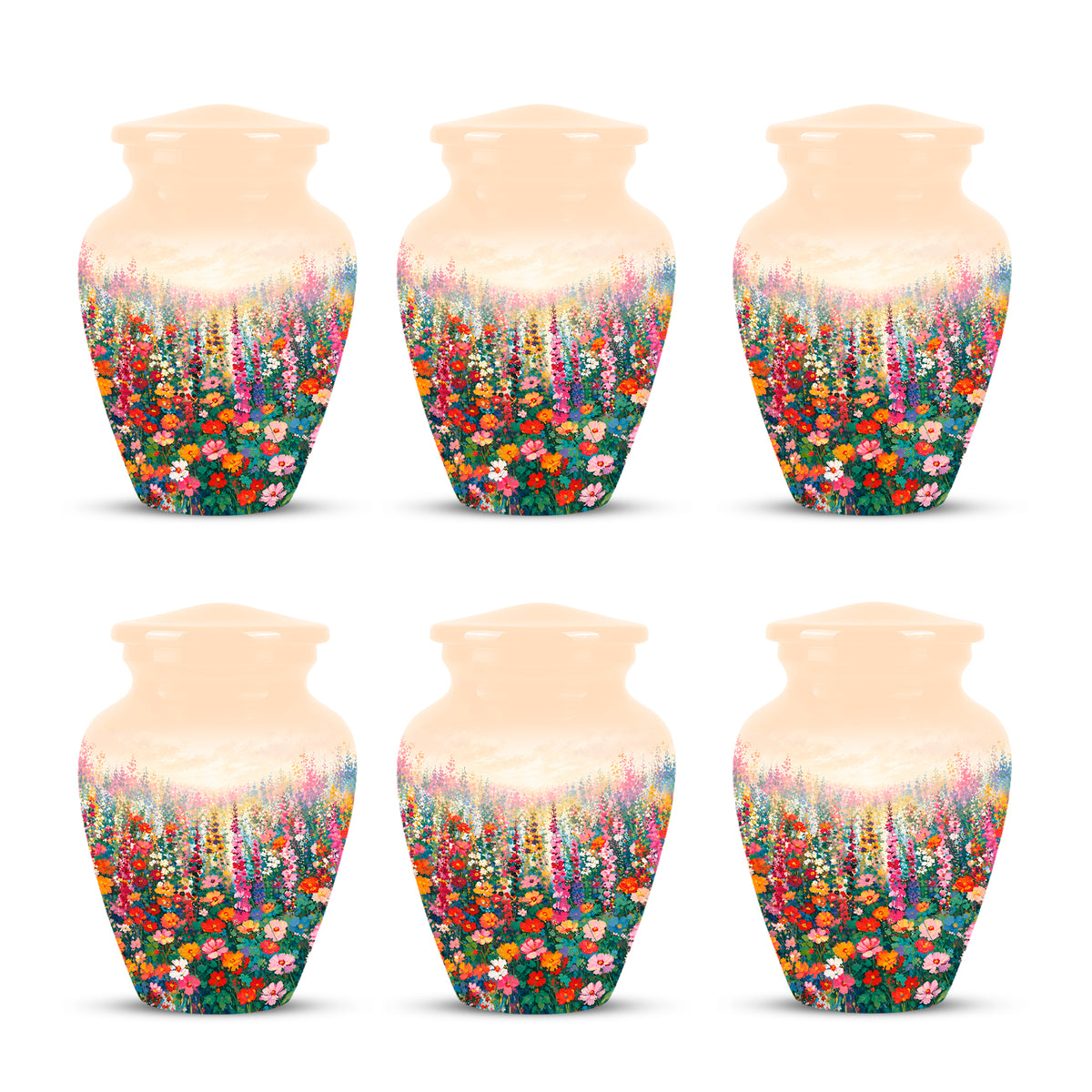 Beautiful Flowers Cremation Urn For Ashes - Aluminum Floral Garden Keepsake