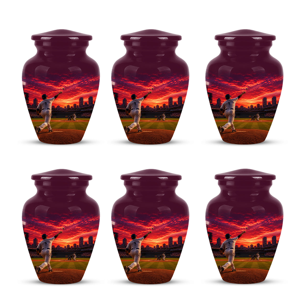 Personalized Sunset Stadium Baseball Cremation Urn For Pitcher's Ashes
