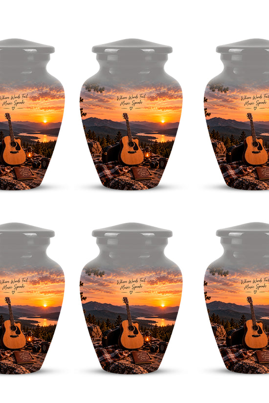 Guitar Quotes Cremation Urn For Ashes - Sunset Landscape Ashes Container