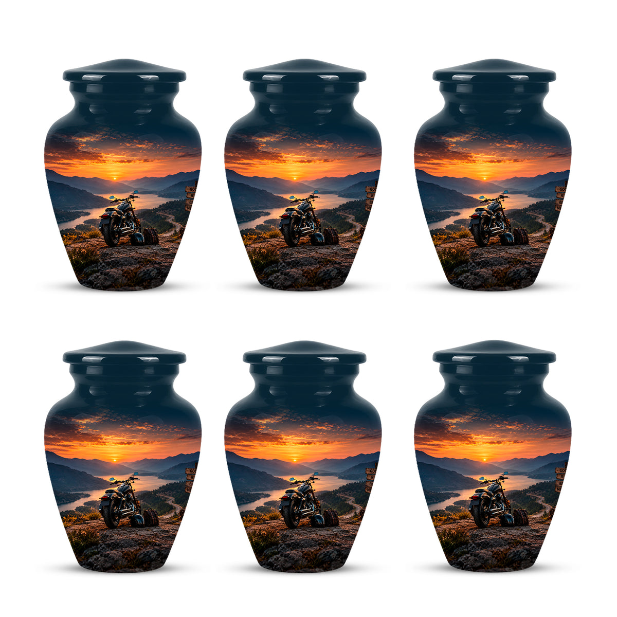 Custom Roadster Biker Cremation Urns - Sunset Mountain Urns For Motorcycle Enthusiasts