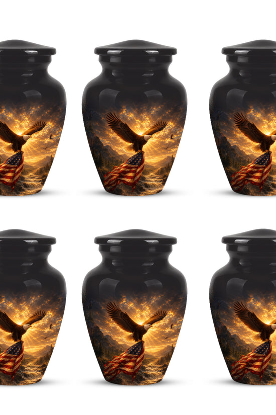 Honor & Freedom Eagle Cremation Urn - Aluminum Tribute Memorial Urns For Ashes