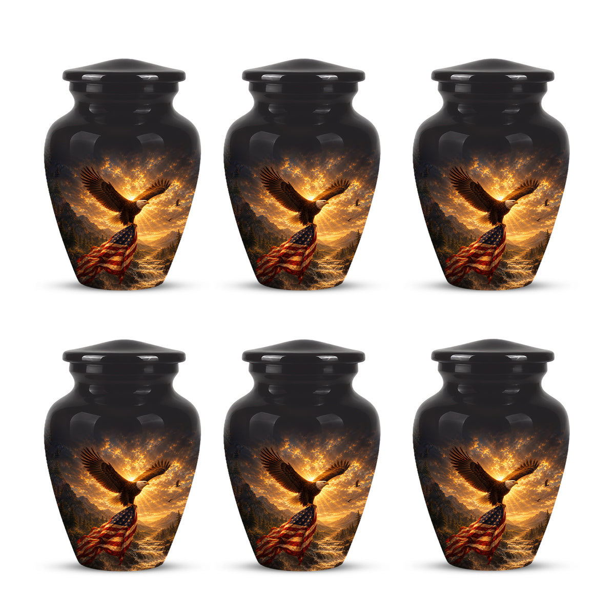 Honor & Freedom Eagle Cremation Urn - Aluminum Tribute Memorial Urns For Ashes