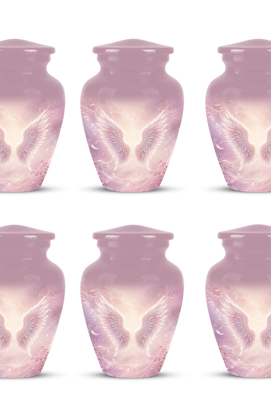 Pink Angle Wings Cremation Urn - Personalized Aluminum Funeral Urns For Mom