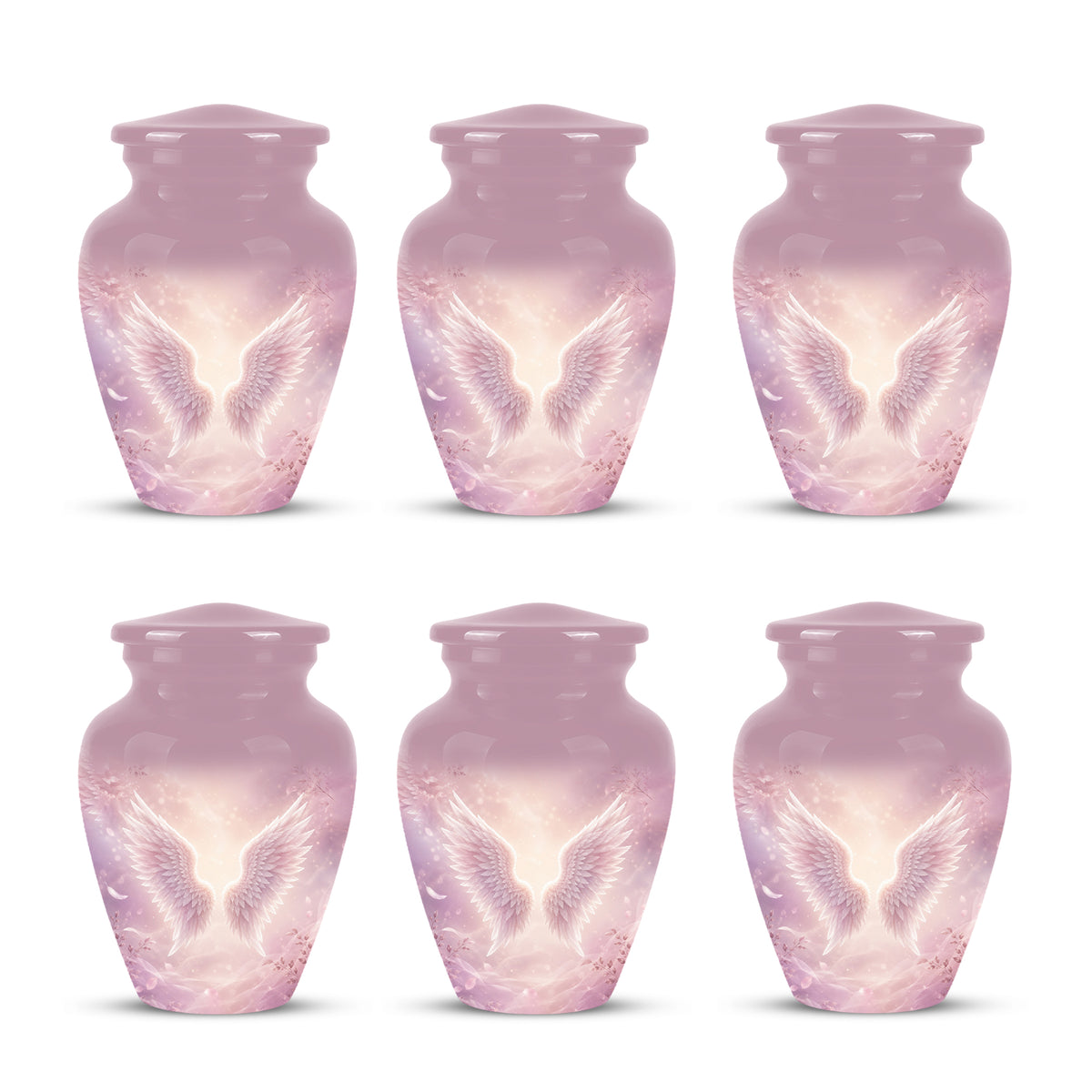 Pink Angle Wings Cremation Urn - Personalized Aluminum Funeral Urns For Mom