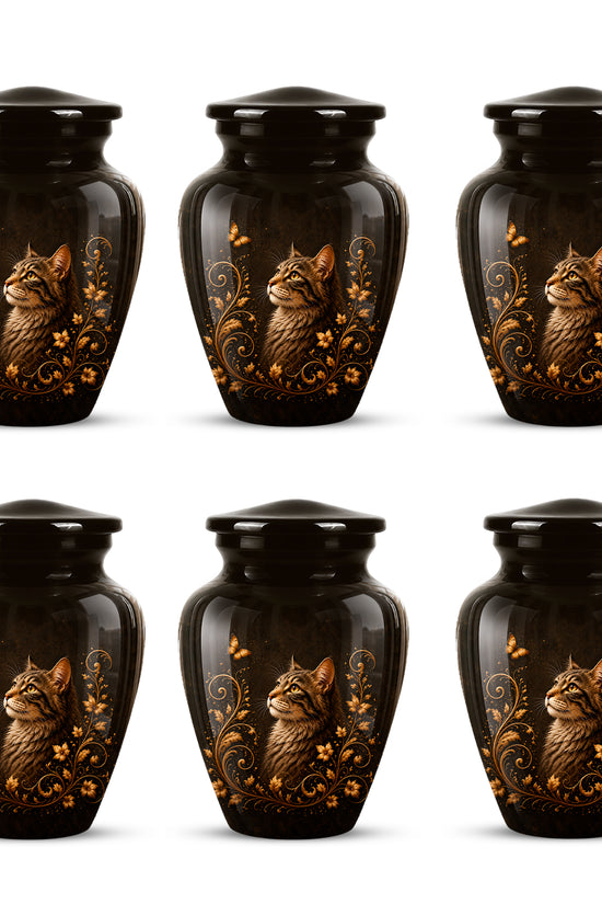 Custom Floral Cat Urn – Elegant Memorial Urn for a Cherished Pet Ashes