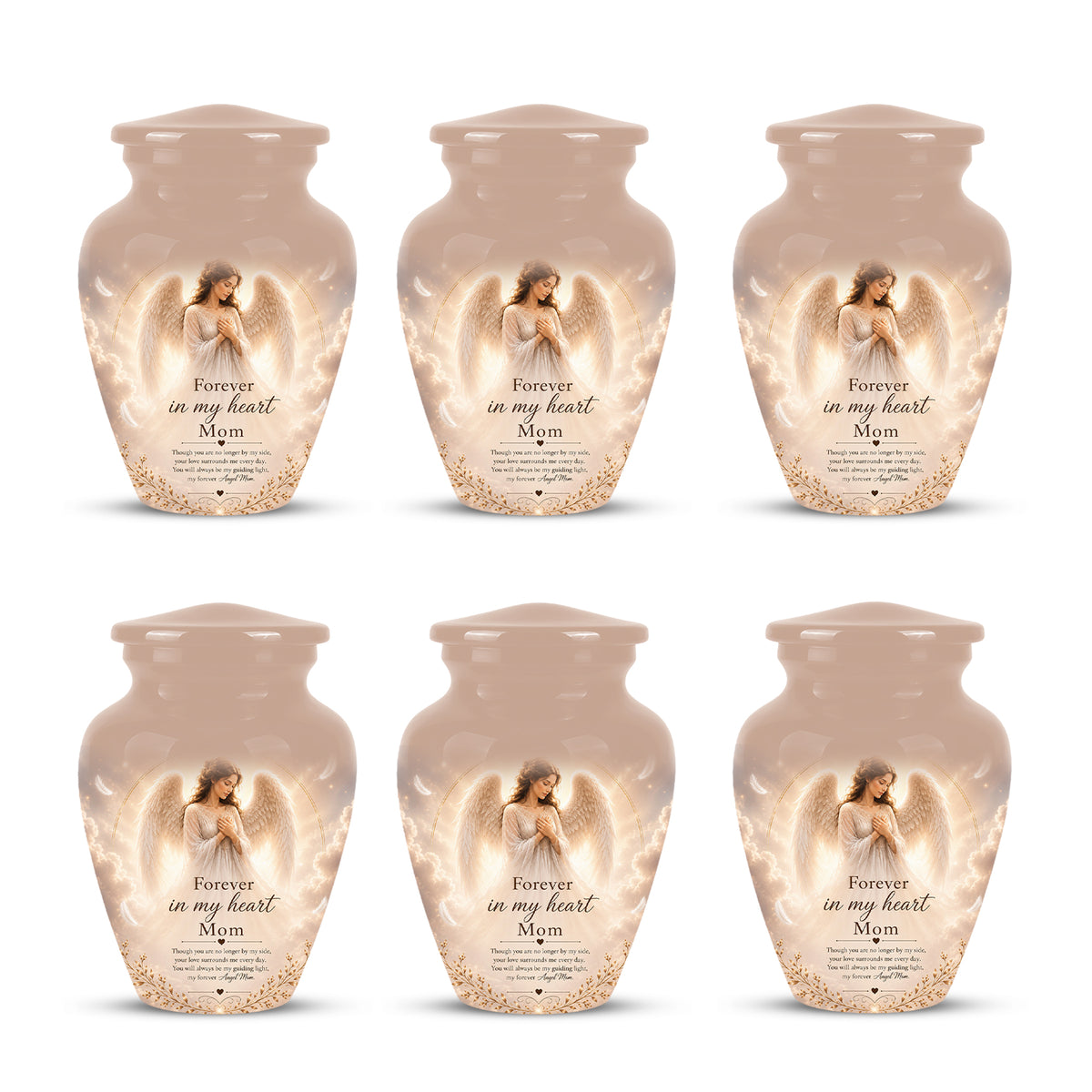 Majestic Angel Mom With Wings Urn - Personalized Quotes Cremation Urn For Ashes