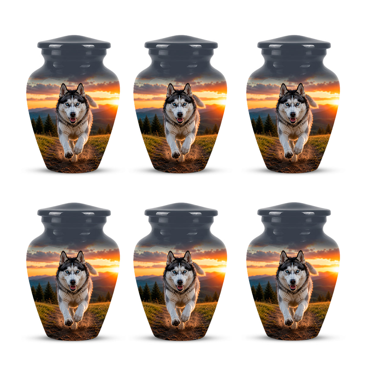 Siberian Husky Dog Memorial Urn – Custom Aluminum Pet Cremation Urn