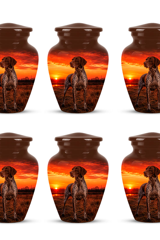 German Shorthaired Pointer Dog Cremation Urn - Sunset Pet Aluminum Urn