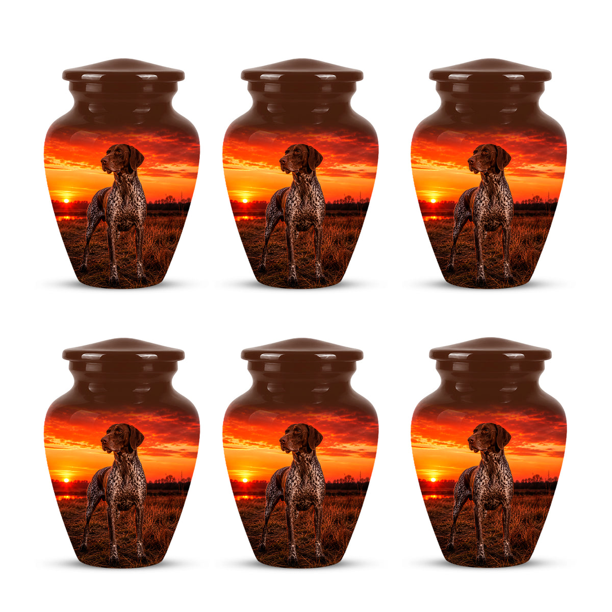 German Shorthaired Pointer Dog Cremation Urn - Sunset Pet Aluminum Urn