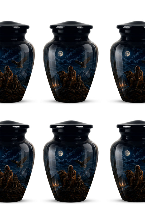 Personalized Native American Urn For Ashes With Tribal Memorial Artwork