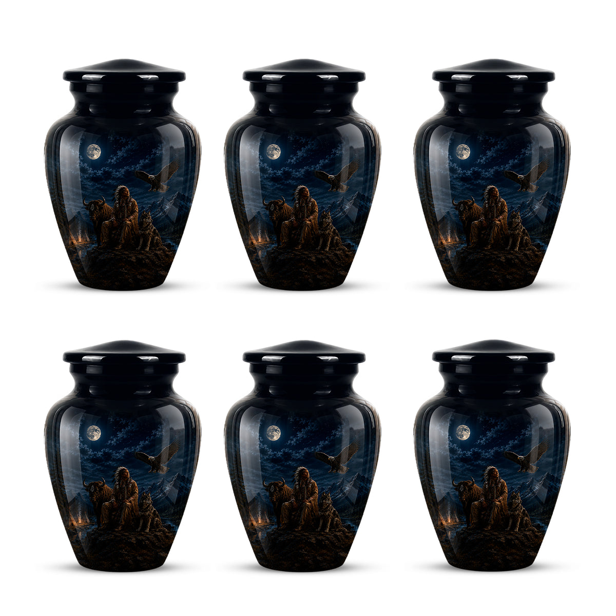 Personalized Native American Urn For Ashes With Tribal Memorial Artwork