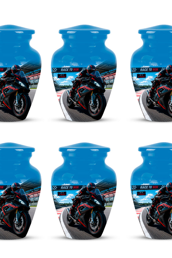 Personalized Motorcycle Rider Cremation Urn – Racing Bike Memorial Tribute