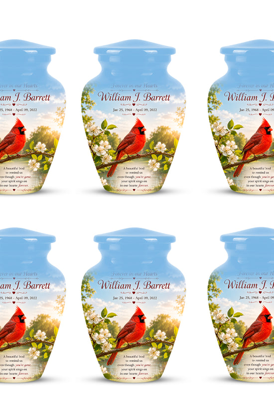 Red Cardinal Bird Urn For Mother - Cremation Urn For Adult Women Ashes