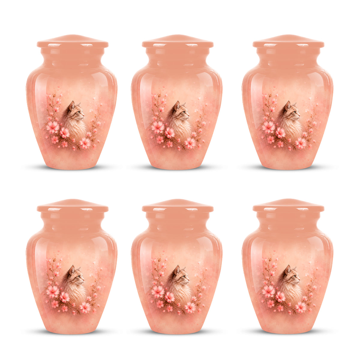 Personalized Pink Floral Cat Cremation Urn – Aluminum Pet Keepsake Urn