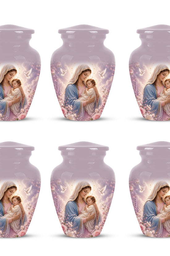 Heavenly Angel Mom With Child Urn - Purple Aluminum Urn For Women Ashes