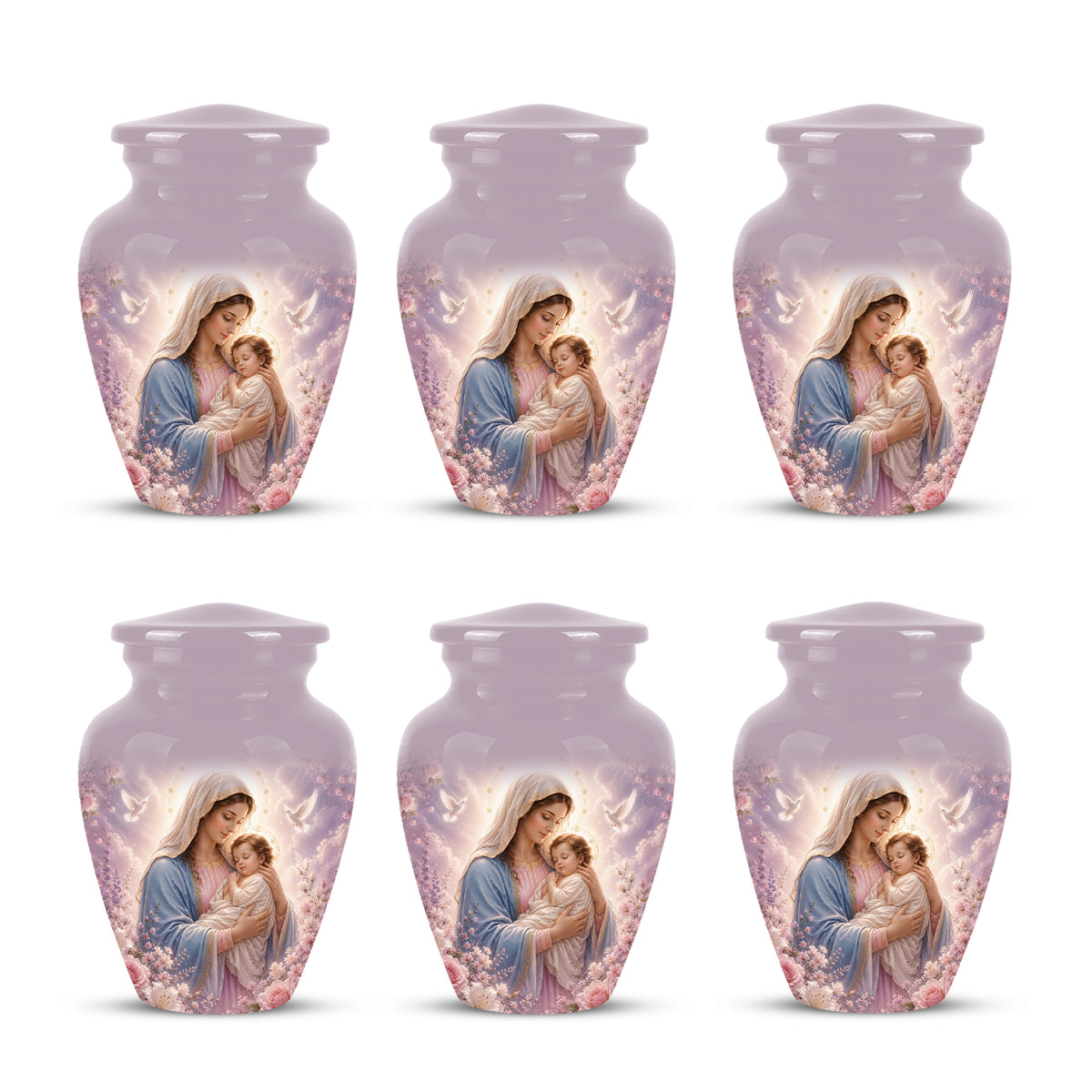 Heavenly Angel Mom With Child Urn - Purple Aluminum Urn For Women Ashes