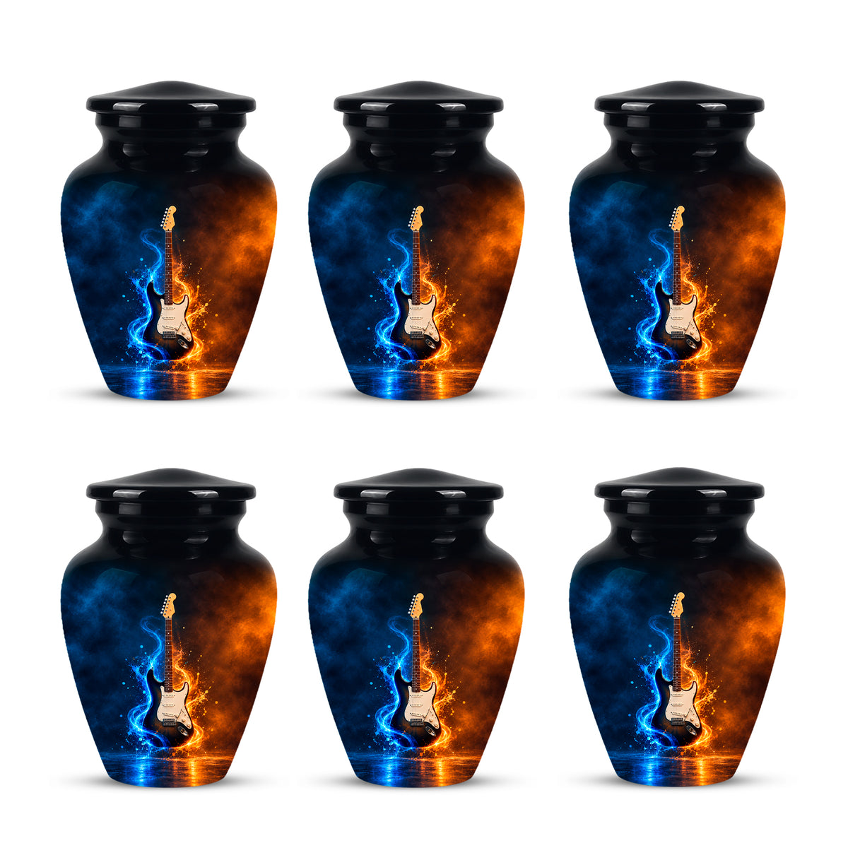 Surreal Guitar in a Glass Jar – Artistic Music-Inspired Artwork Urns For Ashes