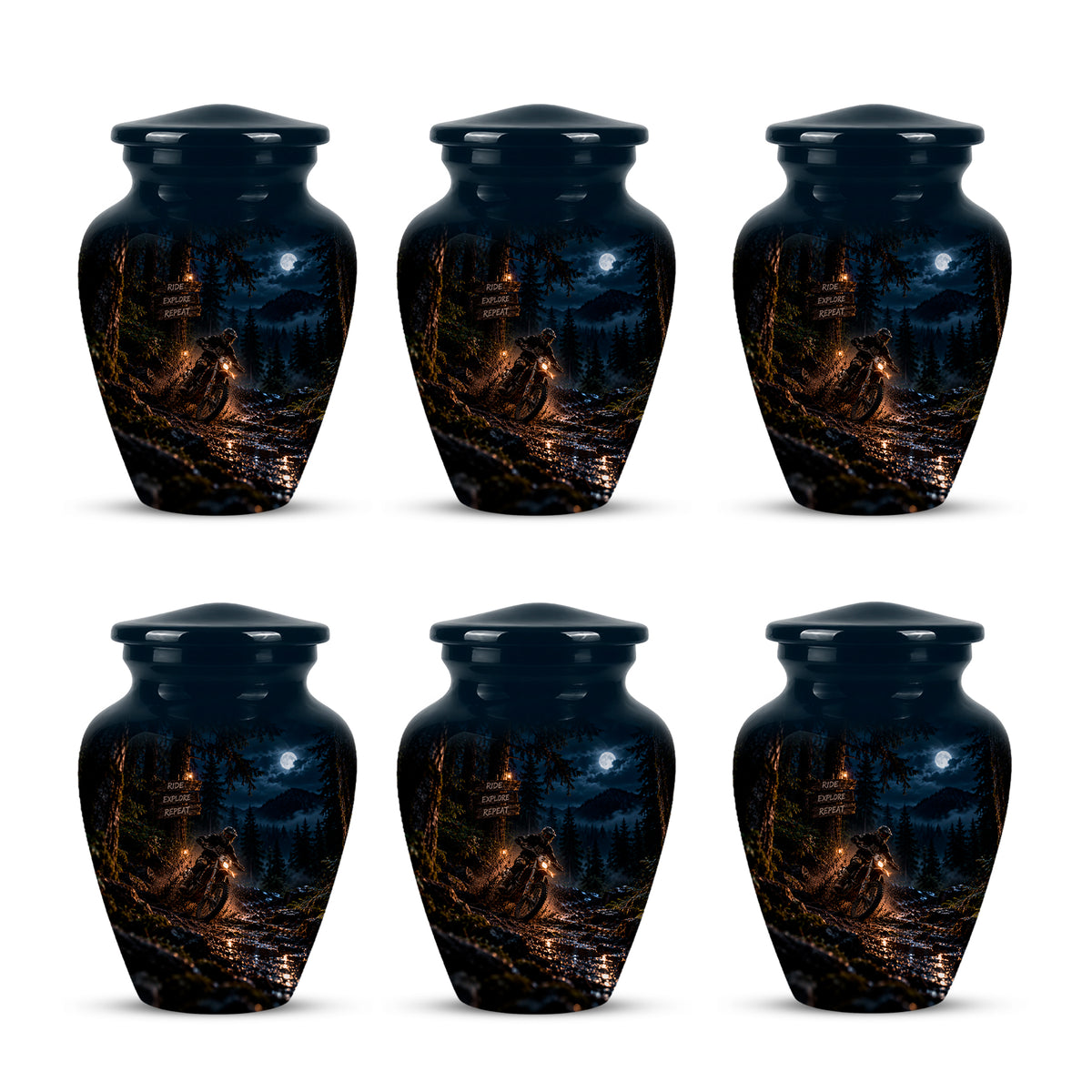 Personalized Dirt Biker Cremation Urn - Moonlight Mud Motorbike Memorial Urns