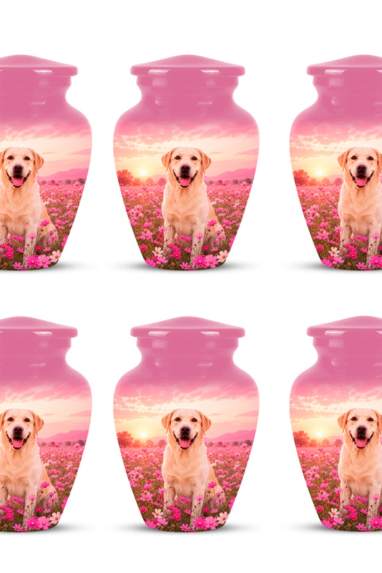 Personalized Golden Retriever Memorial Urn – Custom Pink Photo Keepsake
