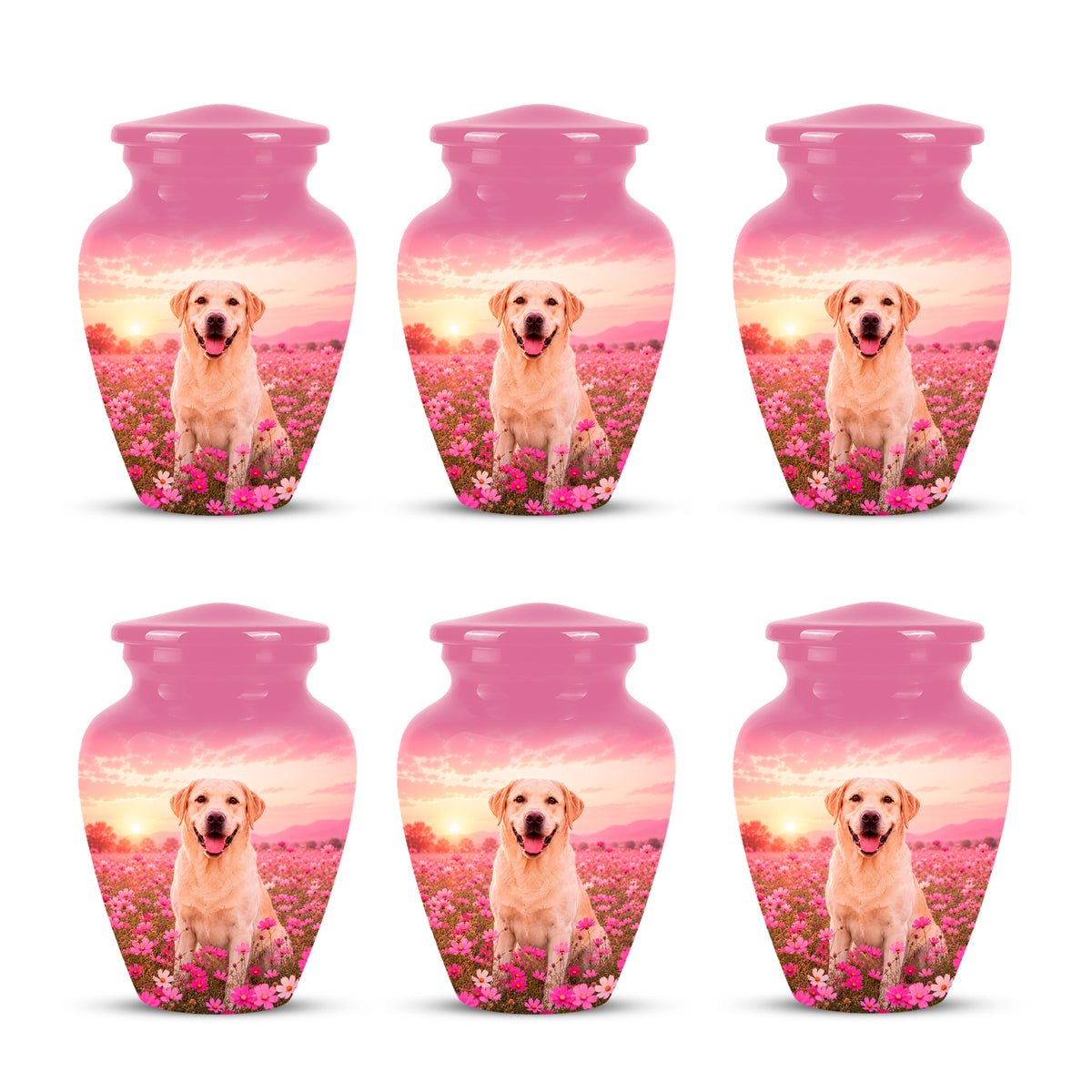 Personalized Golden Retriever Memorial Urn – Custom Pink Photo Keepsake