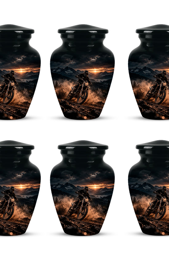 Personalized Dirt Biker Cremation Urn - Custom Aluminum Memorial Ashes Container