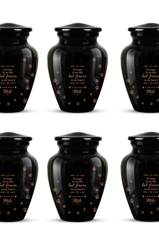 Personalized Black Cat Memorial Urn – Engraved Quote & Paw Prints For Ashes